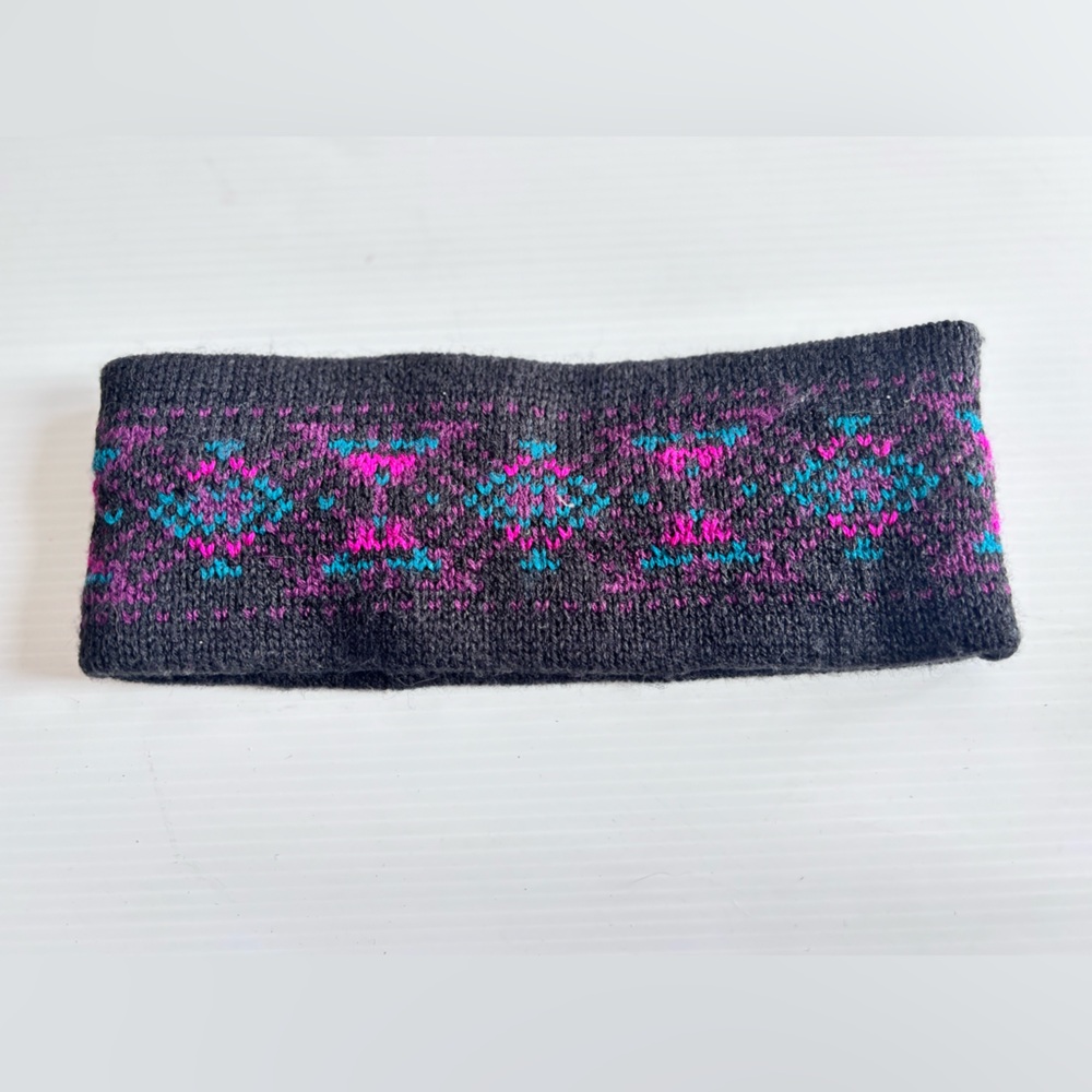 Vintage Knit Wool Headband Boho Nordic Pattern Winter Ear Warmer